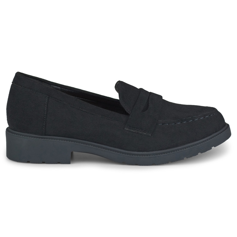 Czarne klasyczne zamszowe półbuty damskie