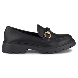 Czarne mokasyny z minimalistyczną ozdobą