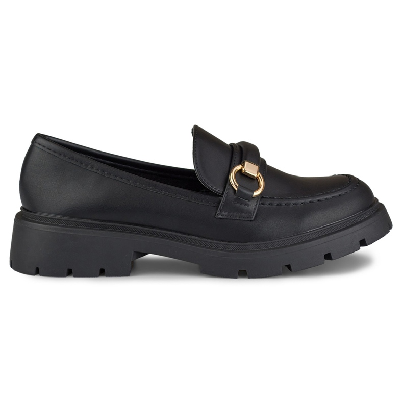 Czarne mokasyny z minimalistyczną ozdobą