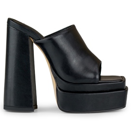 Czarne klapki na wysokim słupku Evelyn