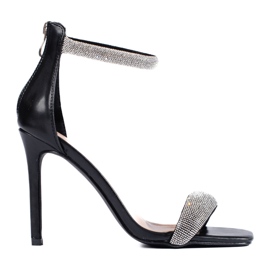 Eleganckie sandały na wysokiej szpilce Shelovet czarne