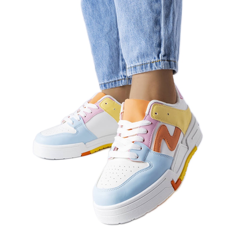 Niebiesko-żółte sneakersy na platformie Harter niebieskie