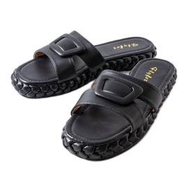 Czarne klapki na platformie Francesco