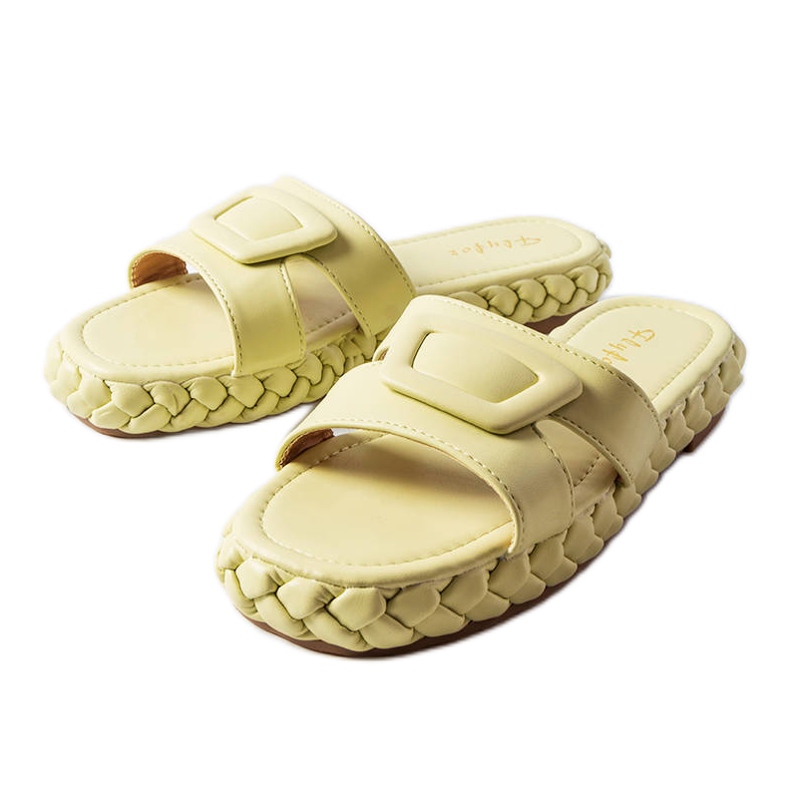 Zielone klapki na platformie Francesco