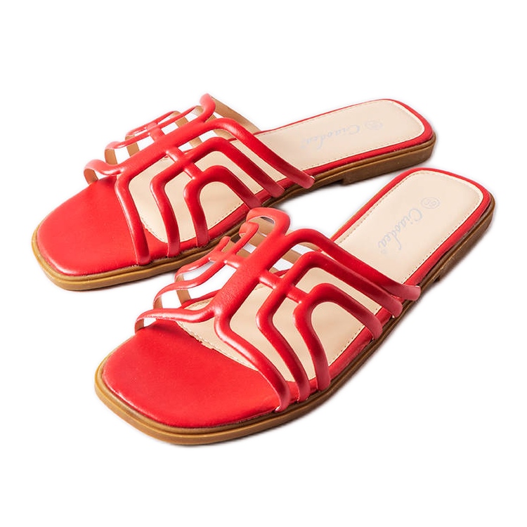 Czerwone klapki damskie Gandy