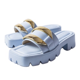 Niebieskie klapki na masywnej podeszwie Provinc