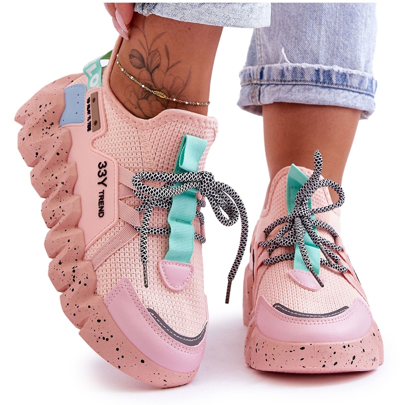 PS1 Wsuwane Modne Sneakersy Jasnoróżowe Evolution