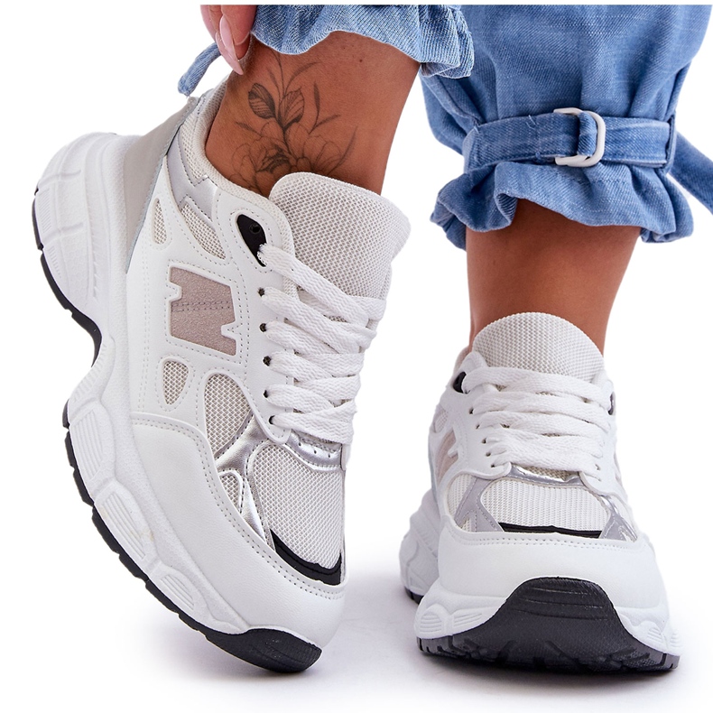 FG2 Modne Damskie Buty Sportowe Z Siateczką Białe Venice