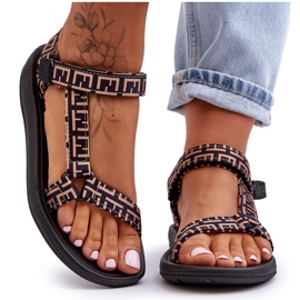 Damskie Satynowe Sportowe Sandały Czarno-Beżowe Victory czarne