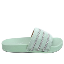 Klapki z cyrkoniami Lynne Green zielone