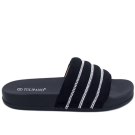 Klapki z cyrkoniami Lynne Black czarne