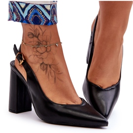 Klasyczne Czółenka W Szpic Na Słupku Czarne My Love