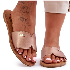 Damskie Wygodne Klapki Na Płaskim Obcasie Różowe Złoto Coraline złoty