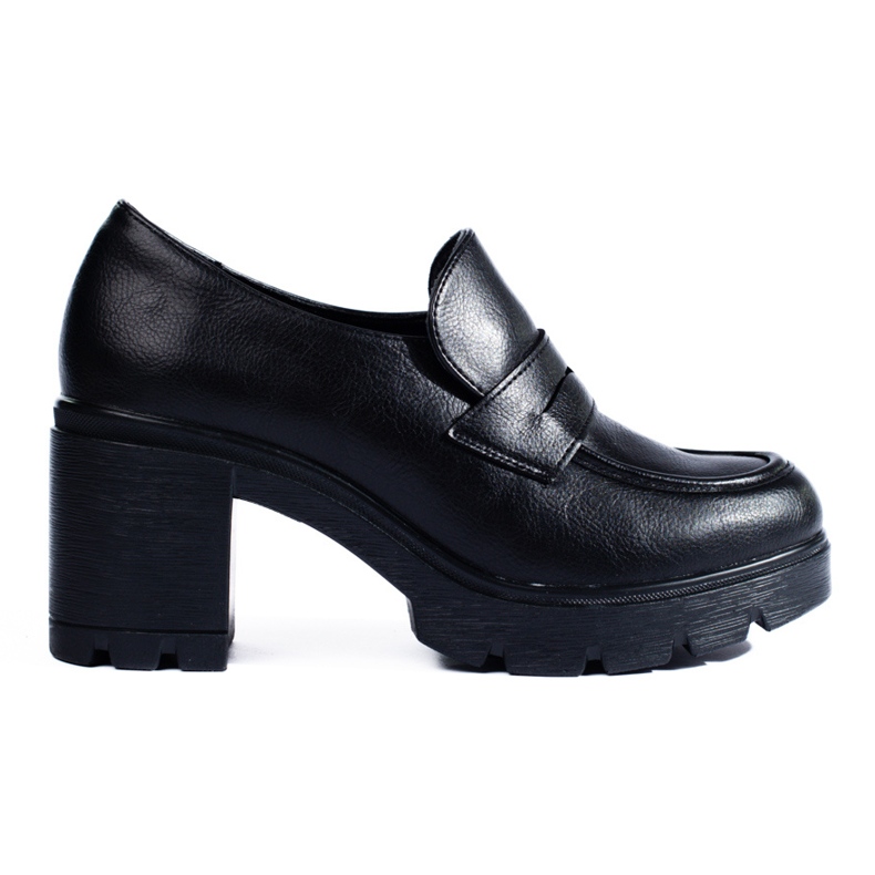 W. Potocki Czarne półbuty na obcasie Potocki