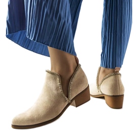 Beżowe botki ozdobione cyrkoniami Ditten beżowy