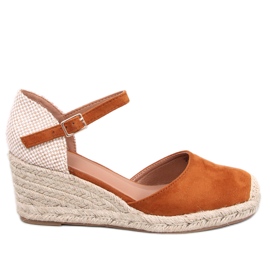 Espadryle na koturnie Platten Camel brązowe