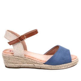 Sandałki espadryle na koturnie Eakes Blue niebieskie