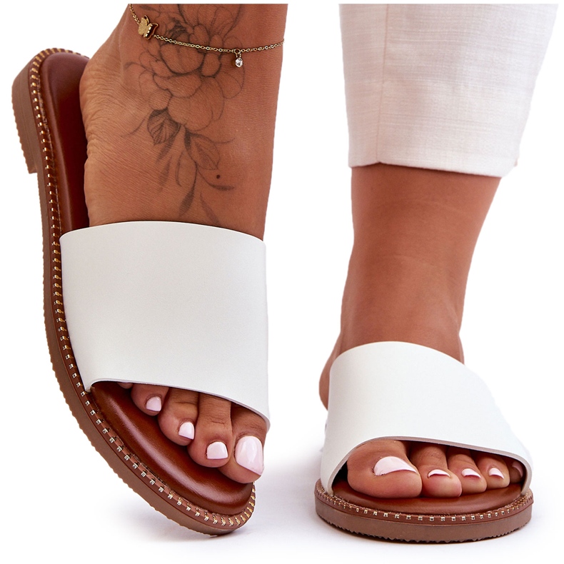 Klasyczne Klapki Damskie Białe Aphrodite