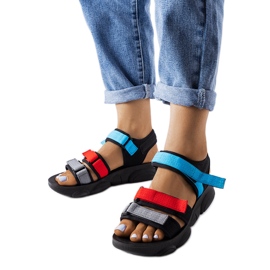 Czarne sportowe sandały na rzepy Mireio