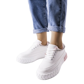 Różowe sneakersy z łańcuchem Thilda białe