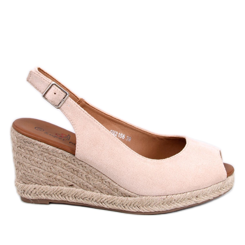 Espadryle open toe na koturnie Nevil Beige beżowy