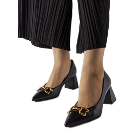 Czarne czółenka na asymetrycznej szpilce 9537 Black