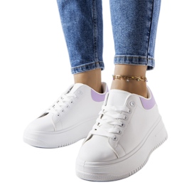 Biało-fioletowe sneakersy na platformie Holante białe
