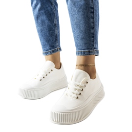 Białe trampki na grubej podeszwie Wallace