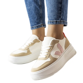 Białe sneakersy z różową wstawką Plouffe