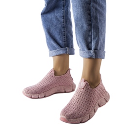 Jasnoróżowe sportowe sneakersy wsuwane Obenor