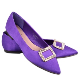 Baleriny eleganckie z kamieniami Lorella Purple fioletowe