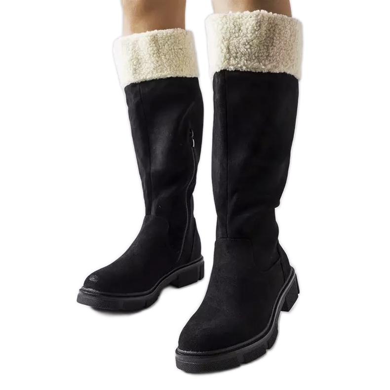 Czarne kozaki eko-zamsz Erin