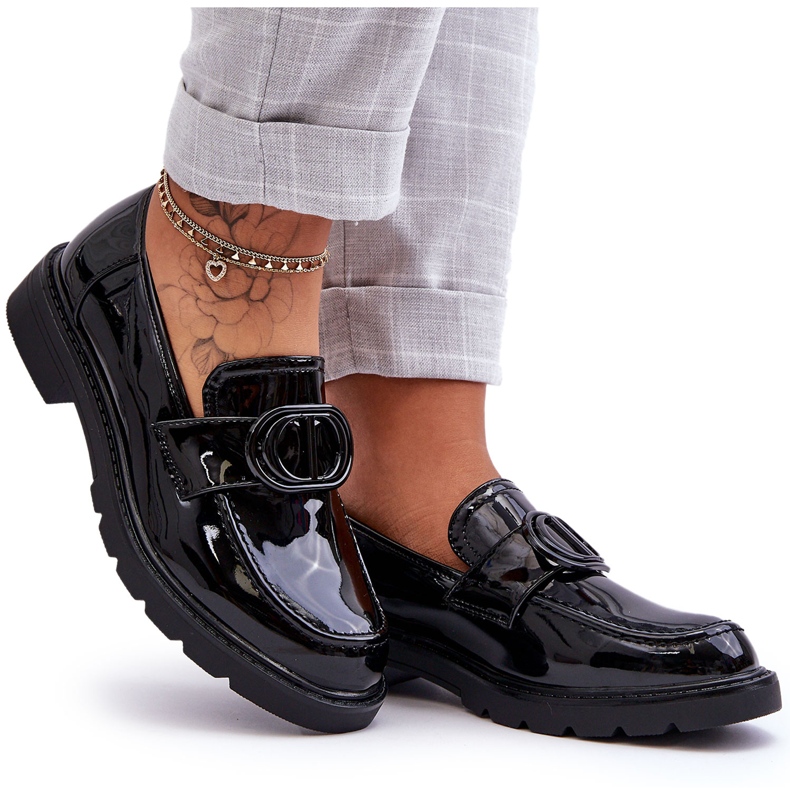 PG1 Lakierowane Mokasyny Na Platformie Czarne Jarren