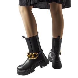 Czarne botki z łańcuchem Genoveffa