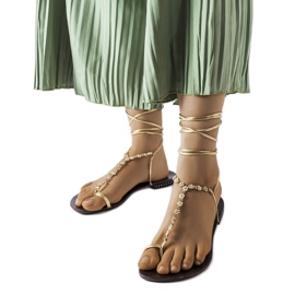 Złote sandałki z cyrkoniami Troghi złoty