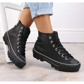 Trampki ocieplane na platformie Big Star W INT1903C czarne