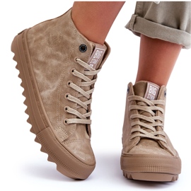 Trampki Damskie Big Star Wysokie Ocieplane Beżowe GG274071 beżowy