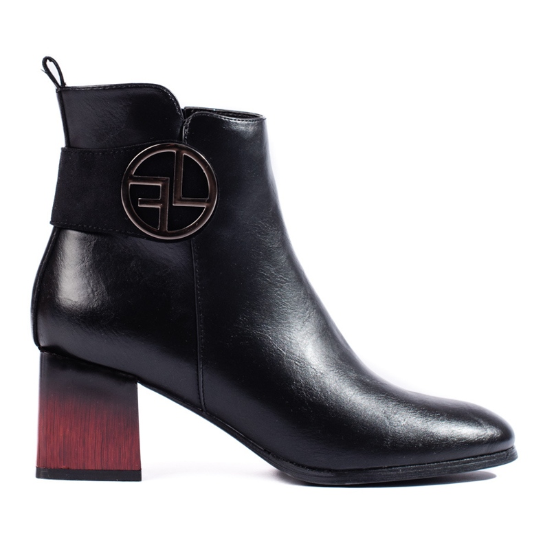 W. Potocki Czarne botki damskie na słupku Potocki