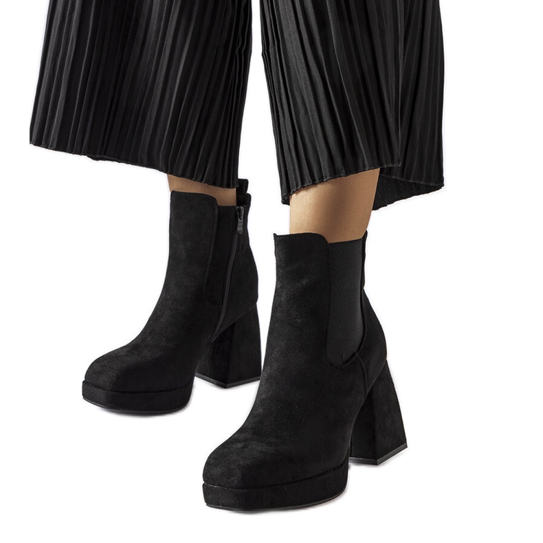 Czarne botki eko-zamsz Province