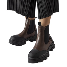 Ciemnobrązowe wsuwane botki Sibyla