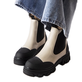 Beżowo-czarne wsuwane botki Sibyla beżowy