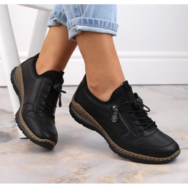 Skórzane półbuty wsuwane Rieker W RKR609 czarne