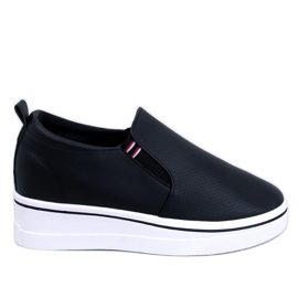 Trampki slip-on na koturnie Jenkins Black czarne