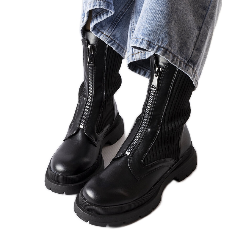 Czarne skarpetkowe botki Napolitani