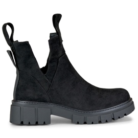 Czarne botki damskie na platformie