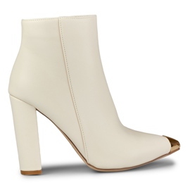 Beżowe botki damskie z ozdobnym szpicem beżowy