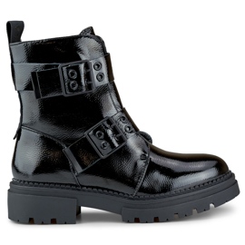 Lakierowane czarne workery damskie Axelle