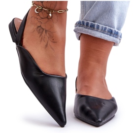 Damskie eko-skórzane wsuwane baleriny czarne