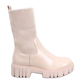 Botki skarpetkowa cholewka Farrell Beige beżowy
