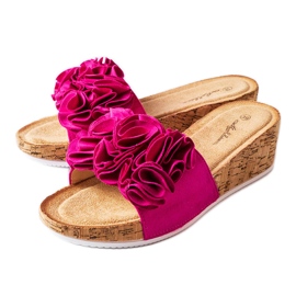 Różowe klapki na koturnie Estella